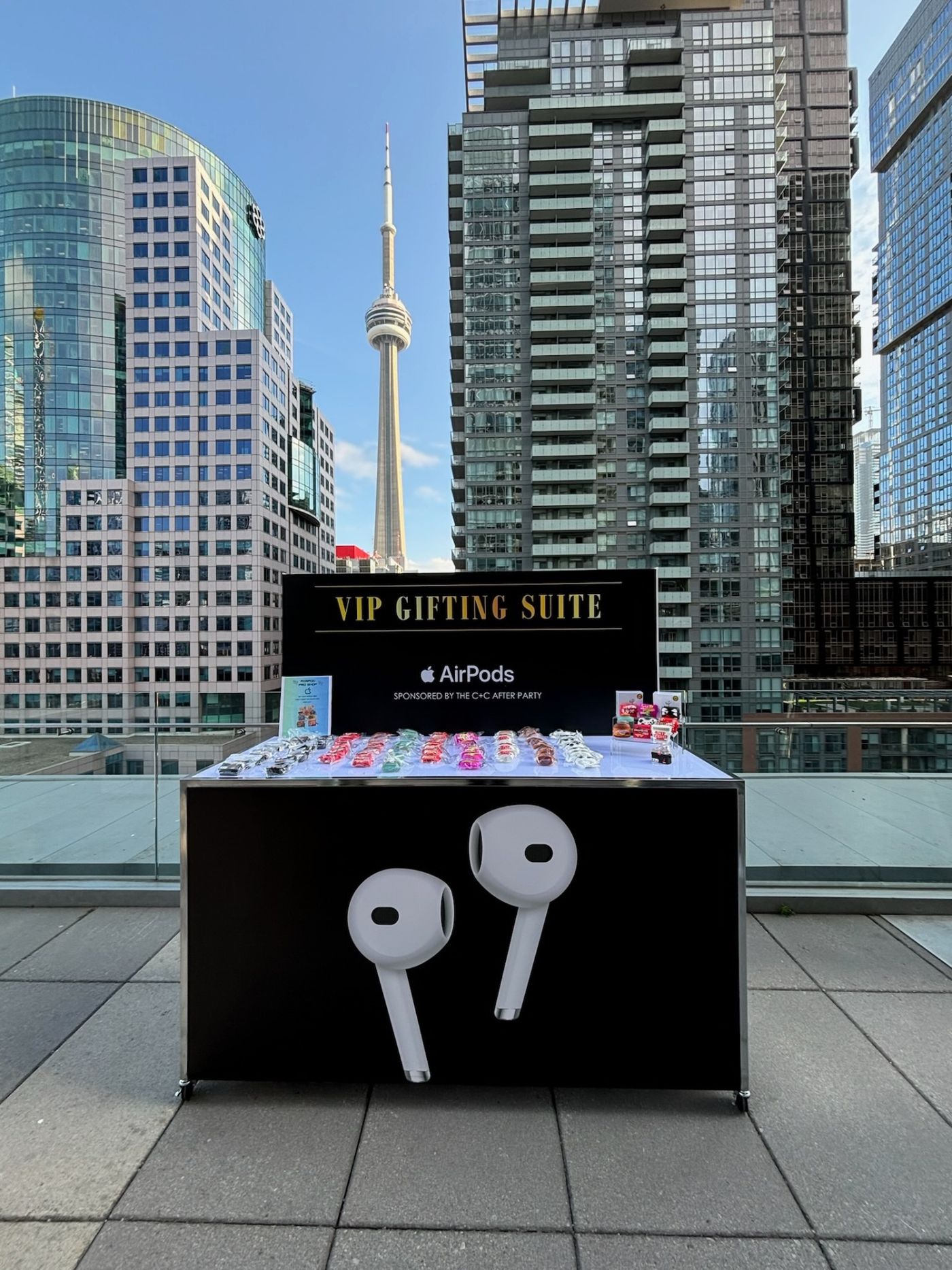 A VIP corporate gifting suite with branded product display